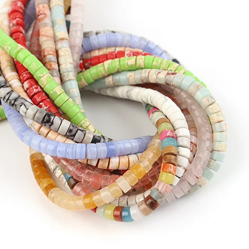 High Quality 2*4mm Small Flat Round Abacus Wheel Beads Disc Spacer Agate Crystal Jade Stone Beads for DIY Necklace Bracelet