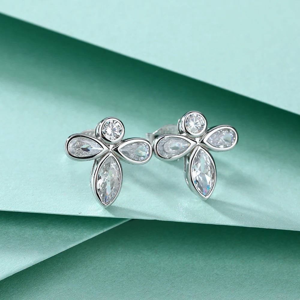 Wholesale Earring Studs Flower Shaped Marquise Cut 3.5*7mm Non Fading Women Earrings Studs 925 Silver