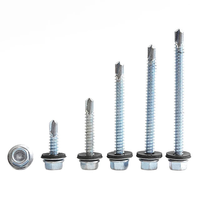 Galvanized Carbon Steel Waterproof Composite Washer Hex Flange Washer Head Self Drilling Screw for Shack Roof Sheet Metal