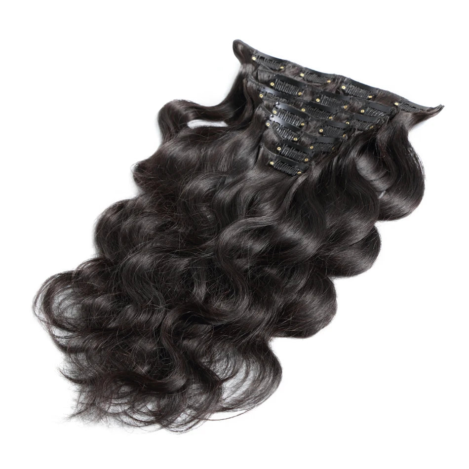 Raw Virgin Human Hair Top Selling Brazilian Body Wave Ready to Ship Full Cuticle Double Weft Human Hair Clip in Extensions