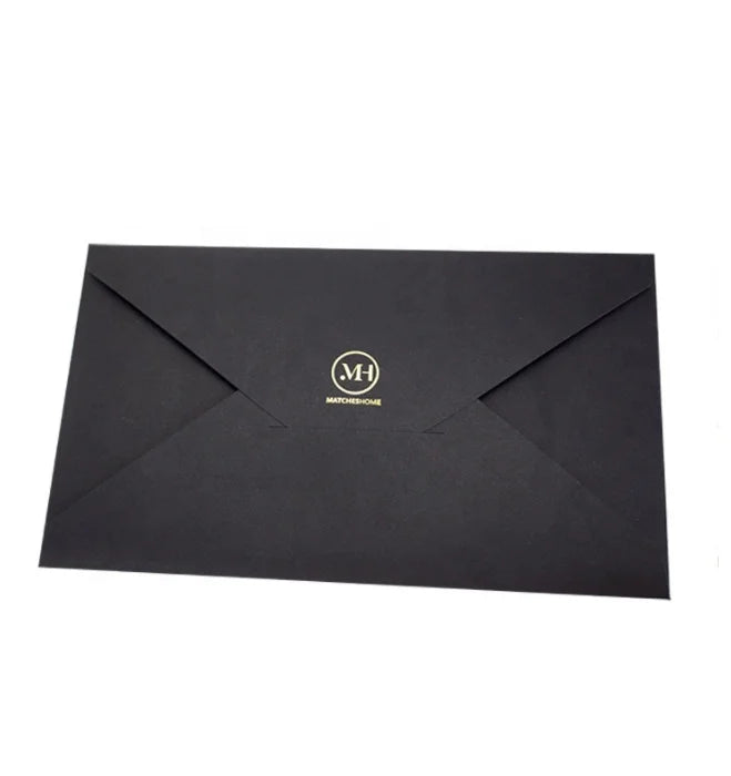 Custom Printed Foil Stamping Black Cardboard Kraft Paper Envelope Gift Invitation Card Voucher Holder