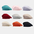Autumn Winter Art Simple Solid Color Knit Beret Hat Women Fashion Rabbit Hair Warm Beret Hat