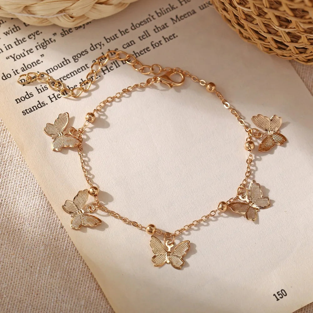 Luxury Creative Beautiful Butterfly Handmade Anklet Beach Party Alloy Jewelry Anklet for Women