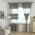 Hot Selling Modern Striped Design Transparent Tulle Window Sheer Polyester Knitted Curtains for Living Room