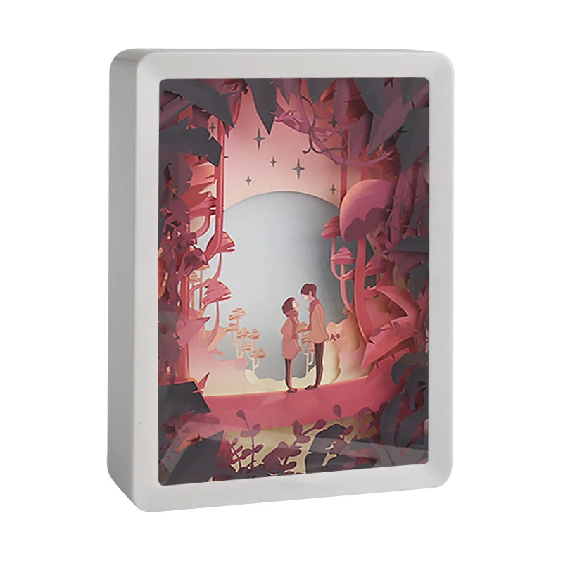 Love Each Other Wholesale Led Lights Paper Cut Shadow Box Custom Pictures for Bedroom and Boutique Gifts