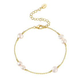 Fine 925 Sterling Silver Pear Chain Bracelet Jewelry Women 925 Silver Ethnic Handmade Bangle Authentic Pearl Bracelet Gift Women