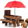 Wholesale Customized Squirrel Feeder Wooden Squirrel Picnic Table Feeder With Umbrella and Corn Cobs Holder