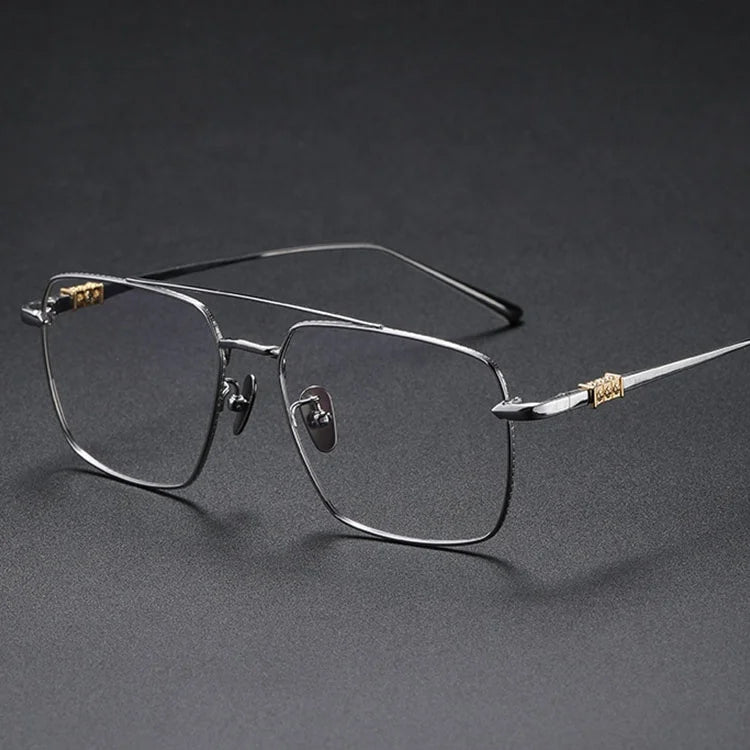 Luxe Men's Optical Eyewear Spectacle Frames Flexible Ultralight Titanium Square Glasses From Singapore Solid Pattern