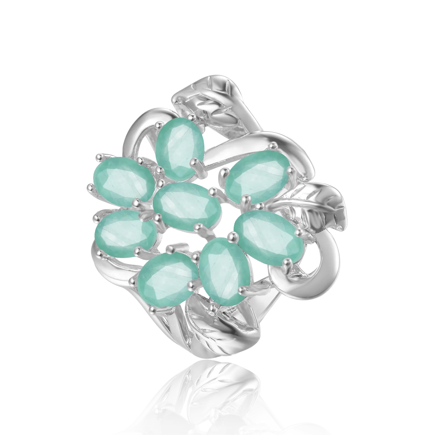 Abiding Natural Emerald Gemstone Ring 925 Sterling Silver Ring With Custom Logo Custom Design OEM ODM Service