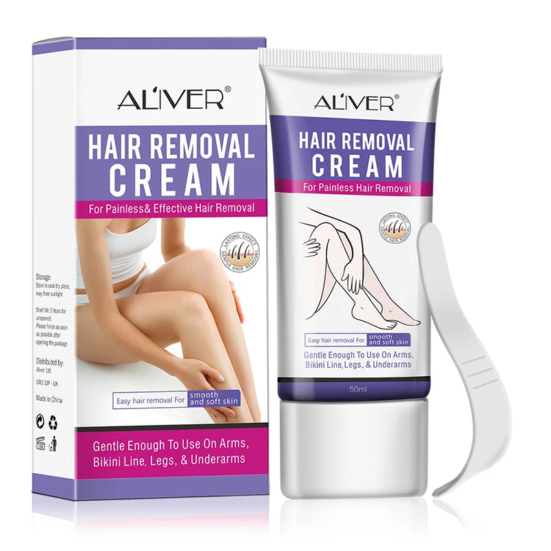 ALIVER Skin Friendly Painless Flawless Smoothing Depilatory Body Armpit Hair Removal Cream