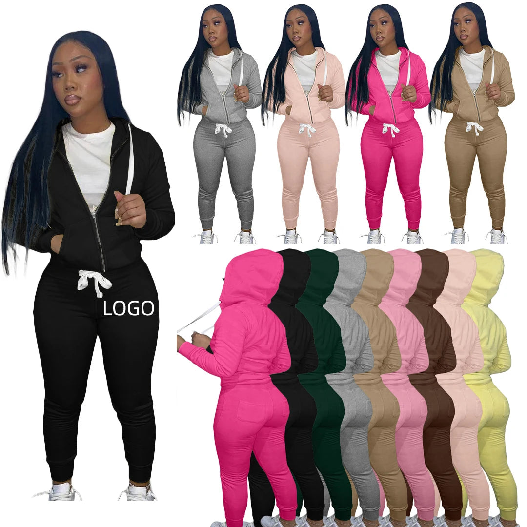 Wholesale Joggers Pants Two Piece Pants Set Women 's Sportswear Hoodie 2 Piece Set Women Clothing