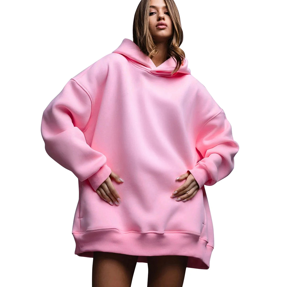 Women's Winter Oversize Fitness Pullover Hoodie Quick Dry Thermal Jacket Breathable Solid Pattern Heavyweight Thick Comfort OEM