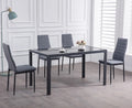 Dinning Table Set Classic 4/6 Seat Modern Fiber Square Glass Top Metal Leg and Upholstered Chair Dining Table Set