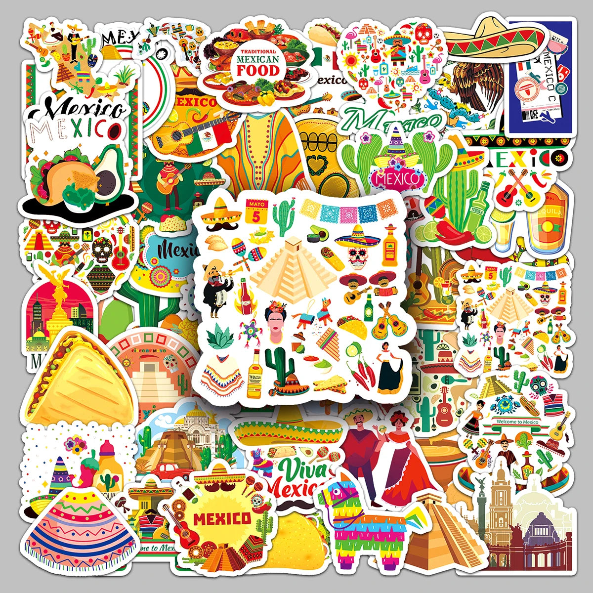 50PCS Factory Hot-selling Waterproof Self-adhesive Full Benefit Mexico Stickers for Mobile Phone Case & Pencil Case