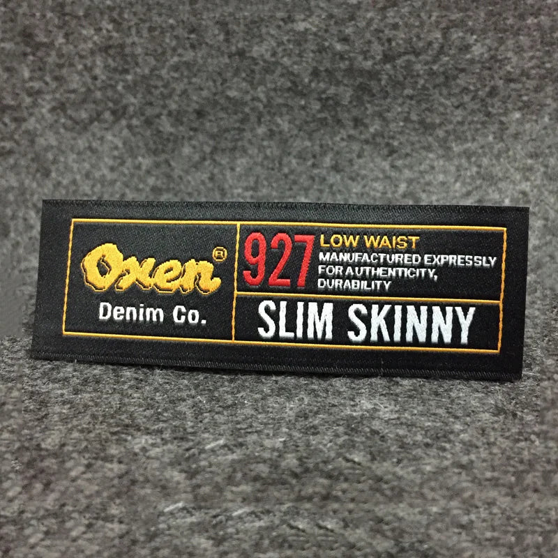 Custom Your logo High Density Neck Collar Satin Woven Label Clothing Tag Woven Patches for Garment