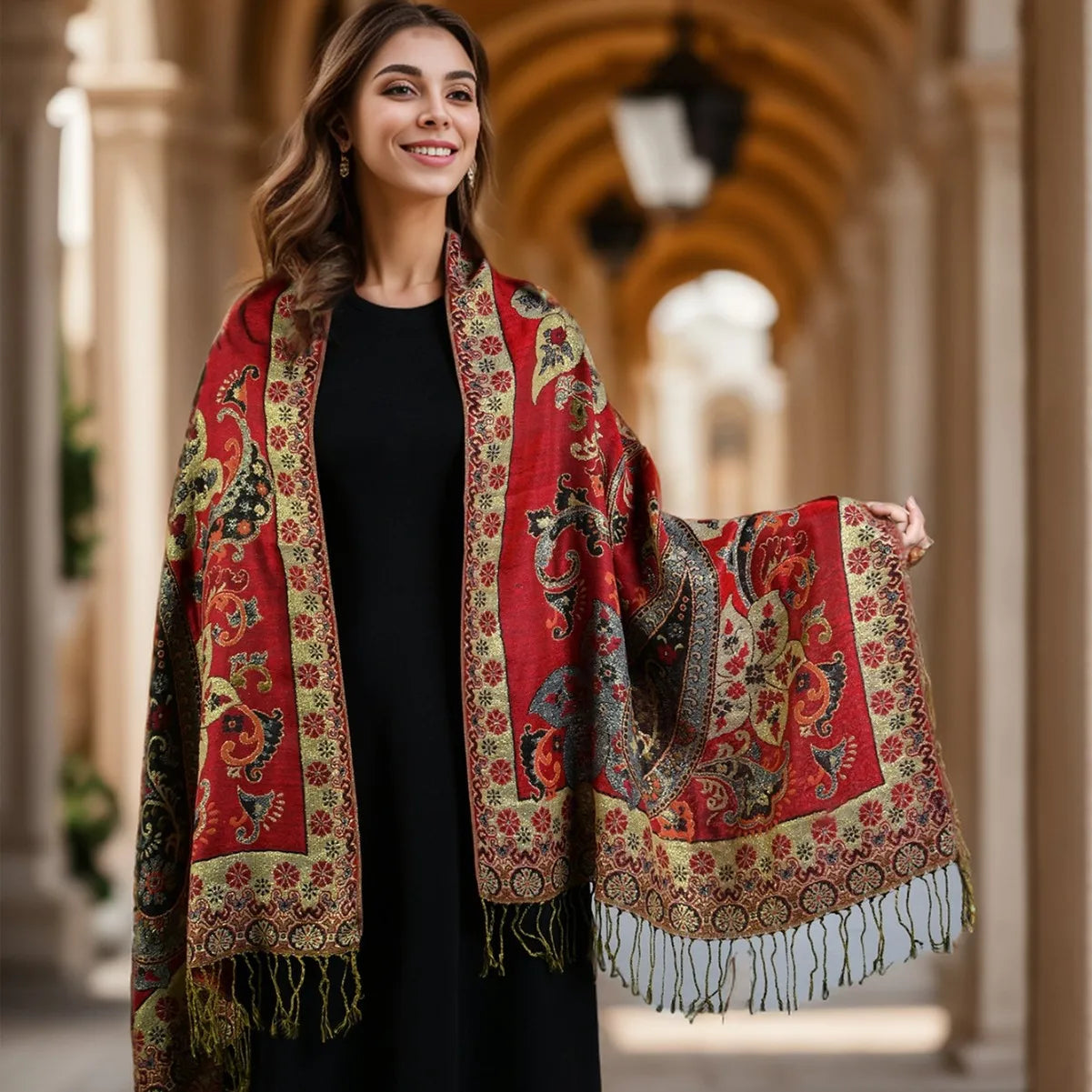European American Popular Ethnic Style Cashew Pattern Tassel Scarf Summer Chiffon Hijab Polyester Shawl Women Wholesale Winter