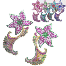 Stage Performance Costume Embroidery Sequins Stickers Ironing Cloth Appliques Diy plum Blossom Embroidery Flower Motif Patches