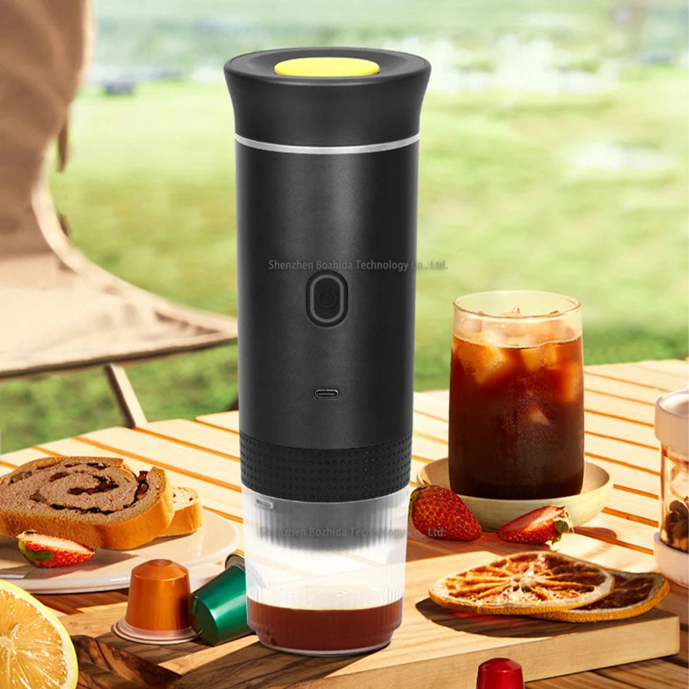 3 in 1 Capsule Coffee Machine Portable Espresso Outdoor Mini Wireless Heating Automatic Self Cleaning Travel Coffee Maker