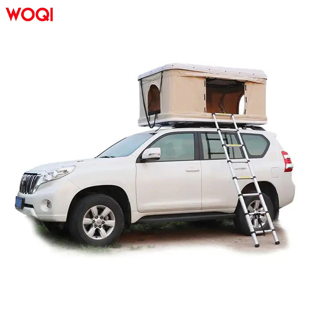 For WOQI 4-Person Rainproof SUV Roof Top Tent OEM Awning Living Space Hard Shell Camping Tent