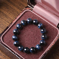 Unisex Handmade AAA Natural Blue Tiger Eye Round Beads Bracelet Trendy Semi-Precious Gemstone Ball Shape for Gift