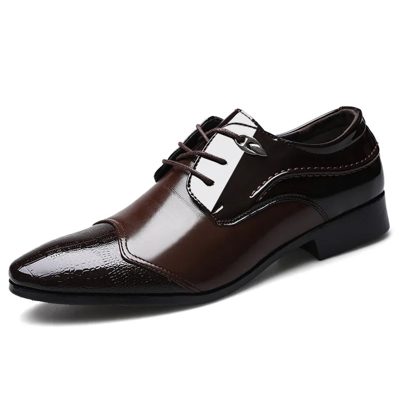 Wholesale Lace-up Point Toe Wedding Shoes PU Leather Men's Dress Shoes