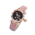 2023 Hot Selling Women's Cute Dignified Butterfly Style Quartz Watch Leather Band Alloy Case Glass Dial Window Buckle Clasp