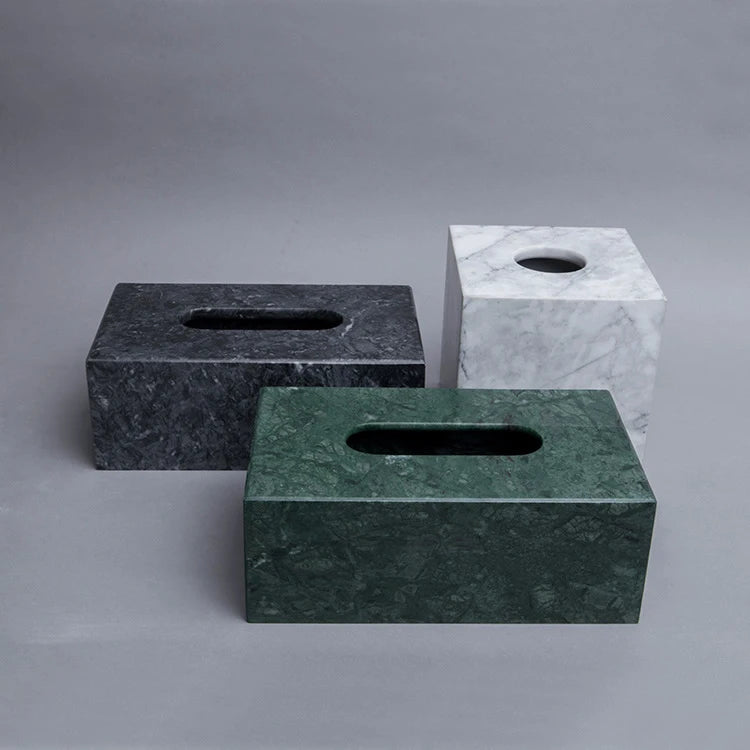 Modern White Marble Design Facial Tissue Box and Soap Holder for Hotel Home or Office Bathroom Accessories
