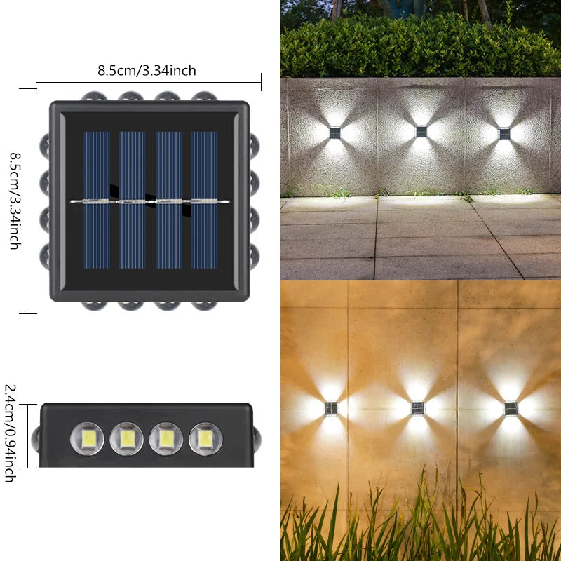 LED Garden Solar Wall Light Outdoor Garden Wall Waterproof LED Four Side Automatic Light Control Courtyard Solar Wall Light