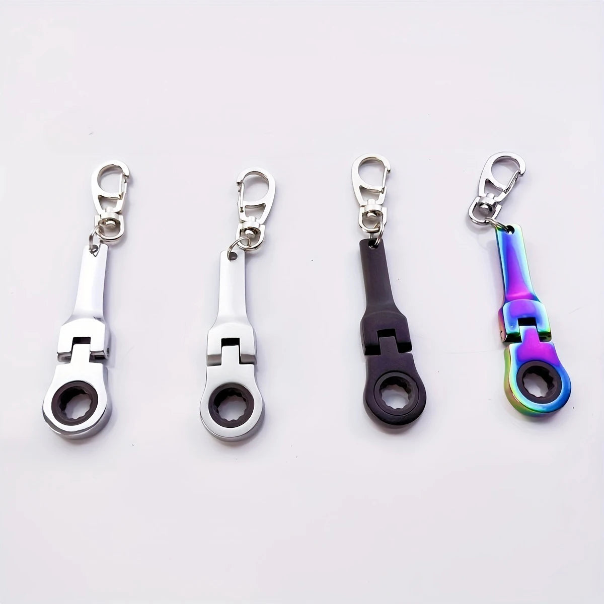 Wholesale Car Accessories 10mm Portable Racing Metal Ratchet Wrench Keychain Mini Shaped Adjustable Wrench Tools Key Chain