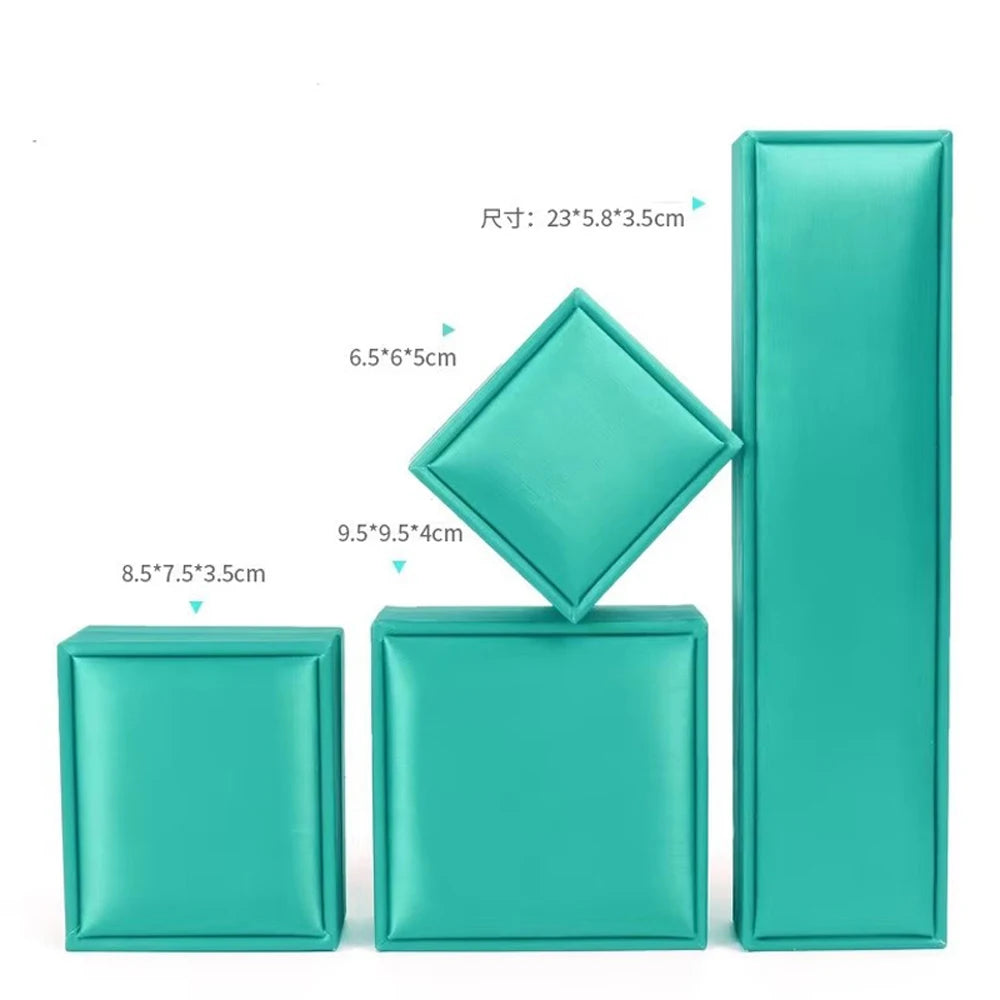 Wholesale Custom Arch Leather Display Bracelets With Blue Necklace Custom Logo Organizer Boxes Luxury Packaging Jewelry Box