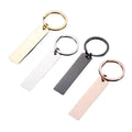 Custom Blanks Strip Bar DIY Stainless Steel Keychain for Engrave logo Gold Rose Gold Silver Color Metal Keychain Mirror Polished