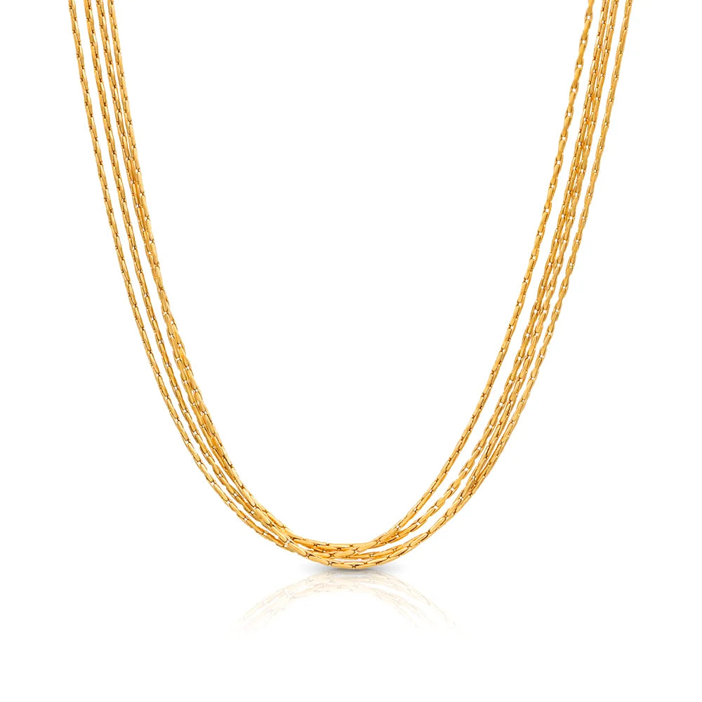 Chris April 316L Stainless Steel PVD Gold Plating Multiple Layers Bamboo String Chain Necklace