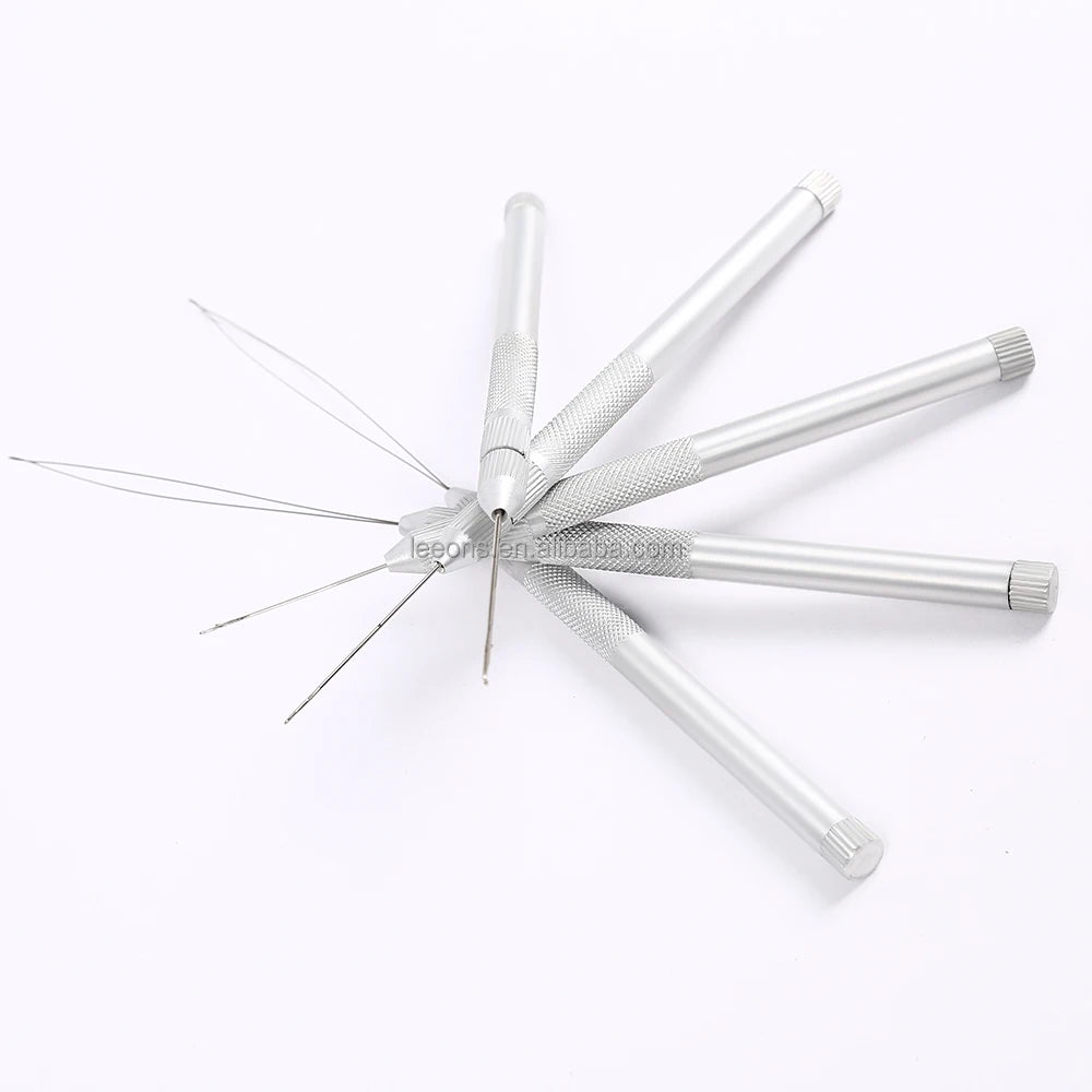 Wholesale Leeons Pulling Hook with Needles Metal Loop Hair Extension Tool Threader for Tip Home Use