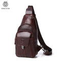 SCHLATUM Men's 100% Genuine Leather Crossbody Chest Bag Vintage Fashion Design with Earphone Hole Casual Vintage Style
