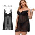 YIYUN Women's Sexy Exotic Lingerie Set Plus Size Black Red Babydoll Sleepwear Lace G-String Nightwear with Half Slips