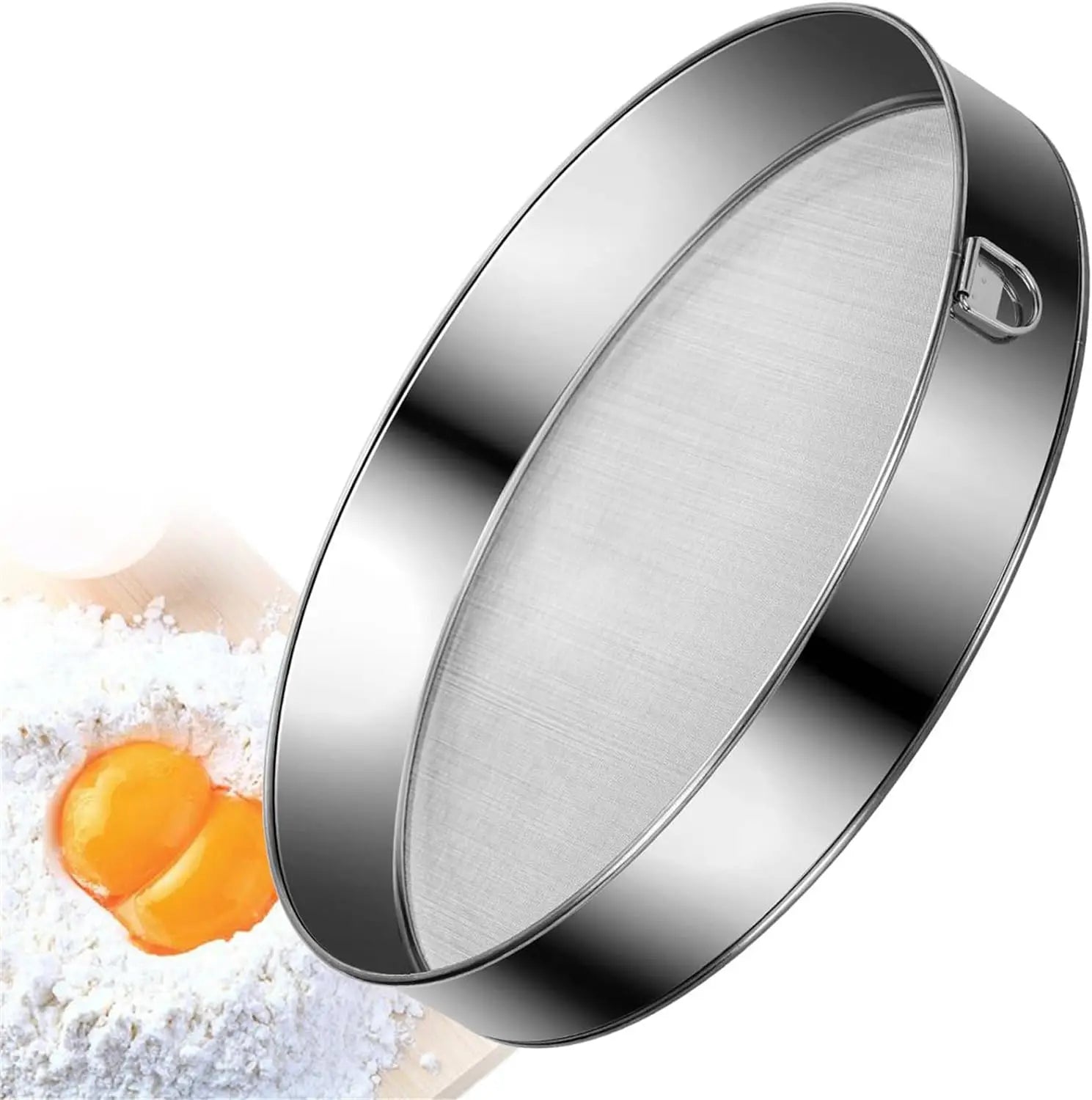 15/20/25/30CM Stainless Steel 304 60 Mesh Mirror Polished Flour Sifter Dishwasher Safe Reusable Durable Baking Cake Sifter Tool