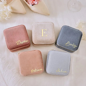 Travel Velvet Jewelry Box with Mirror Mini Gifts Case for Women Girls Small Portable Organizer Boxes for Earrings Necklaces