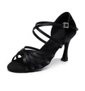 Women's High Heel Latin Dance Training Shoes Satin Gymnastics Soft Ballet Shoes for Adults Indoor Training
