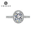 Luxury 925 Sterling Silver Halo Ring 9mm 2ct 2.0Carat Oval Cut Moissanite Engagement Rings for Women