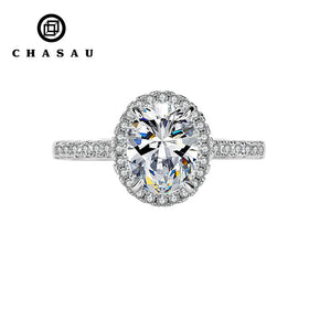 Luxury 925 Sterling Silver Halo Ring 9mm 2ct 2.0Carat Oval Cut Moissanite Engagement Rings for Women