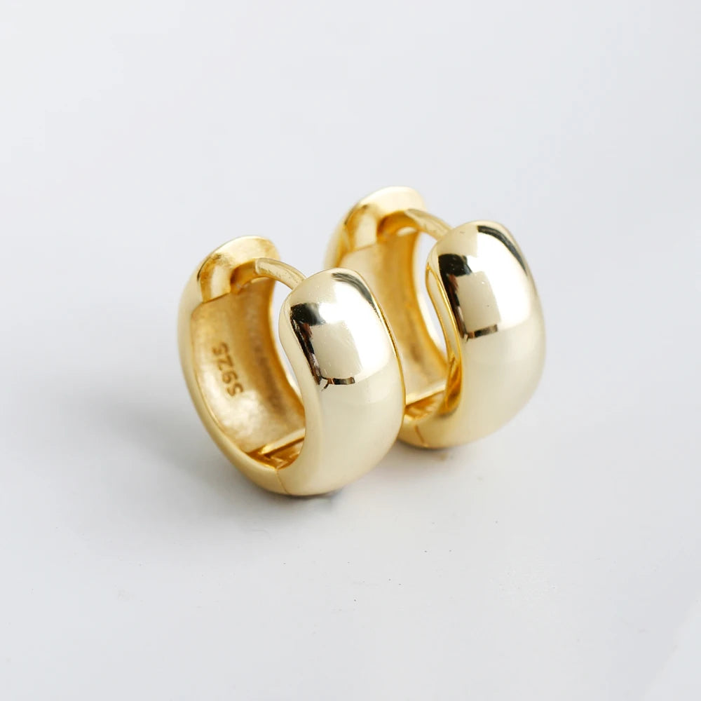 925 Sterling Silver Jewelry Fashionable Statement Bold Hoop Earrings Extra Wide Thick Gold Chunky Earrings Tarnish Free