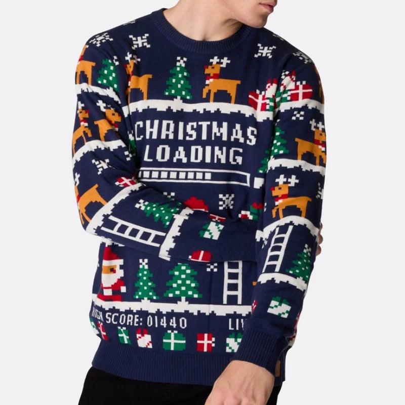 OEM ODM Custom Knitted Jacquard Streetwear Casual Fit Xmas Snowman Christmas Tree Sweaters Autumn Season Decoration