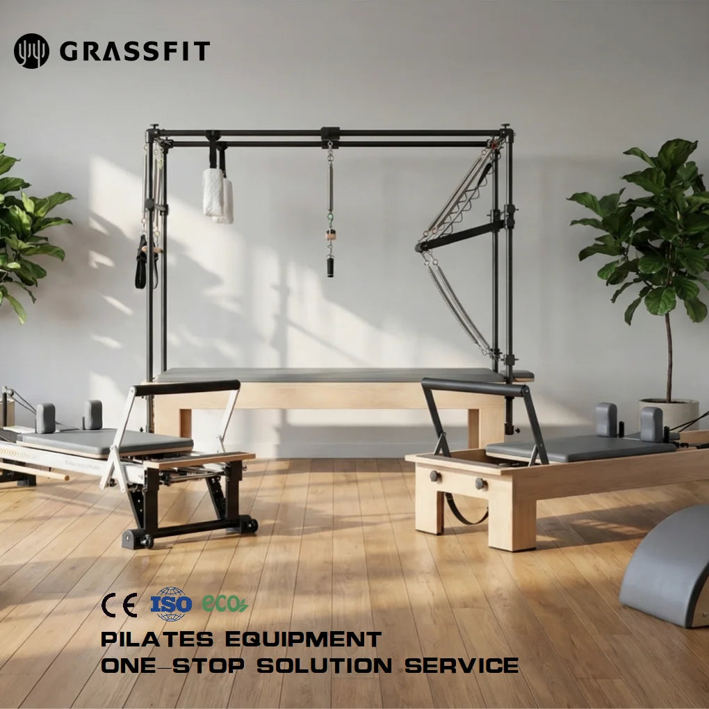 Wood Pilates Reformer Trapeze  With 10 Springs Jump Board Sitting Box Wood Pilates Reformer Cadillac