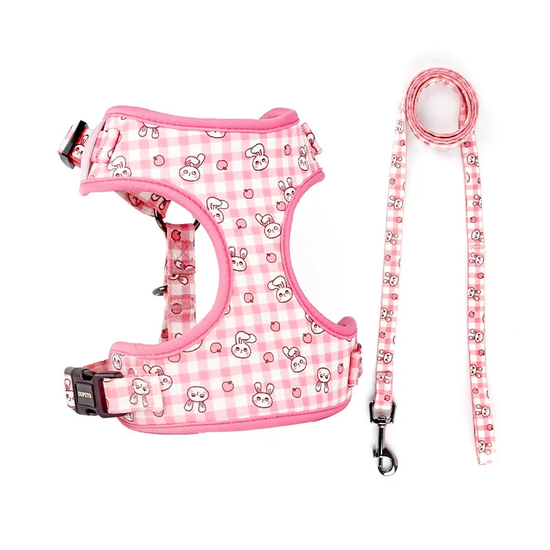 Custom Print Dog Fashion Stuff Breathable Harness Leash Set Padded 10 Pcs 1-3 Days CN;GUA QQPETS Personalized Step Cute Girl