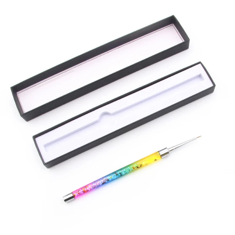 Free Sample 100% Pure Germany Kolinsky Acrylic Lines Brushes Rainbow Crystal Handle Kolinsky Acrylic Nail Brush 8 10 12 14 16