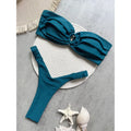 Wholesale Solid Color Brazilian Bikini Beach Sexy Swimsuit High Cut Tube Top Bikini Swimsuit