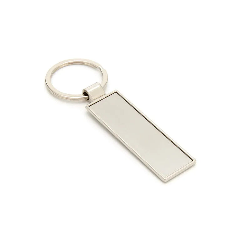 Rectangle Shape Antique Silver Plating Zinc Alloy Keyring Sublimated Blank Metal Keychain
