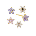 LOZRUNVE Desbloqueio 925 Sterling Silver Dainty Rainbow Zirconia CZ Mini Flower Stud Earring