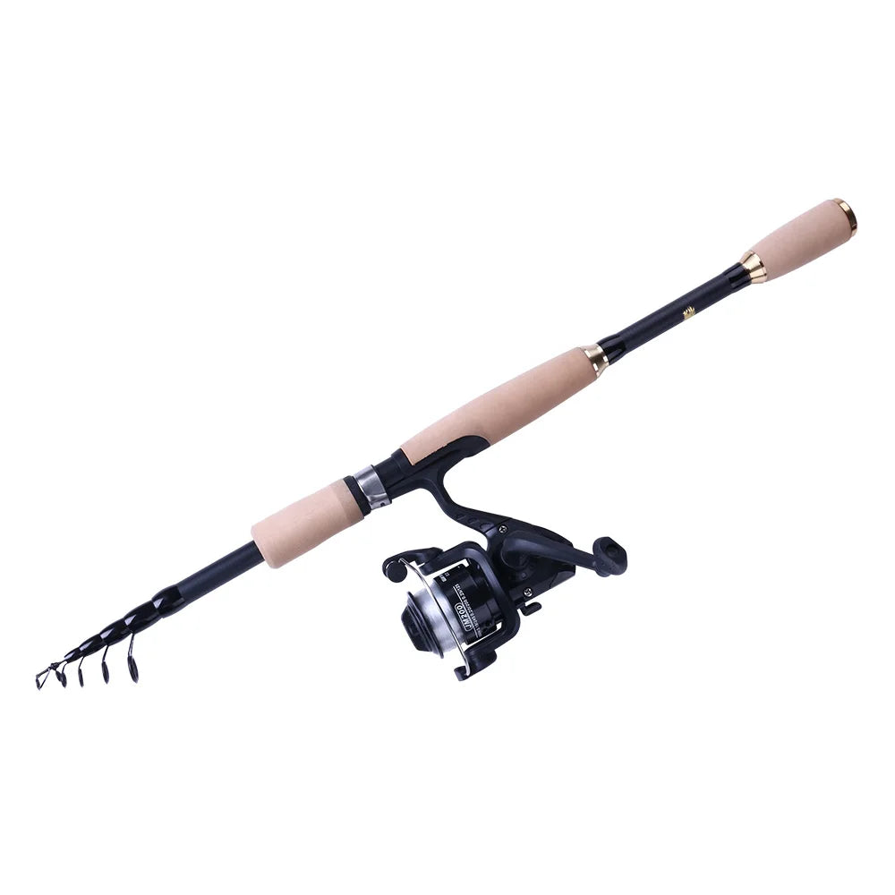 1.8m/2.1m/2.4m/2.7m Telescopic Carbon Fiber Fishing Rod with EVA Handle for Sea Lake River Stream Casting
