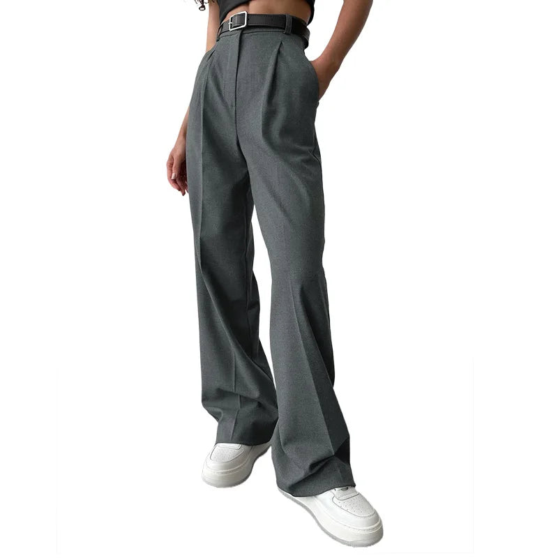 Latest Casual Wholesale Workwear Wide Leg Trousers Suits Straight Loose Elegant Ladies Formal Official Style Pants for Women